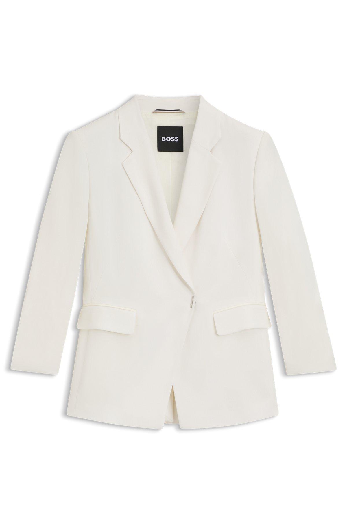 BOSS - Slim-fit blazer with press-stud closure - White Product Image