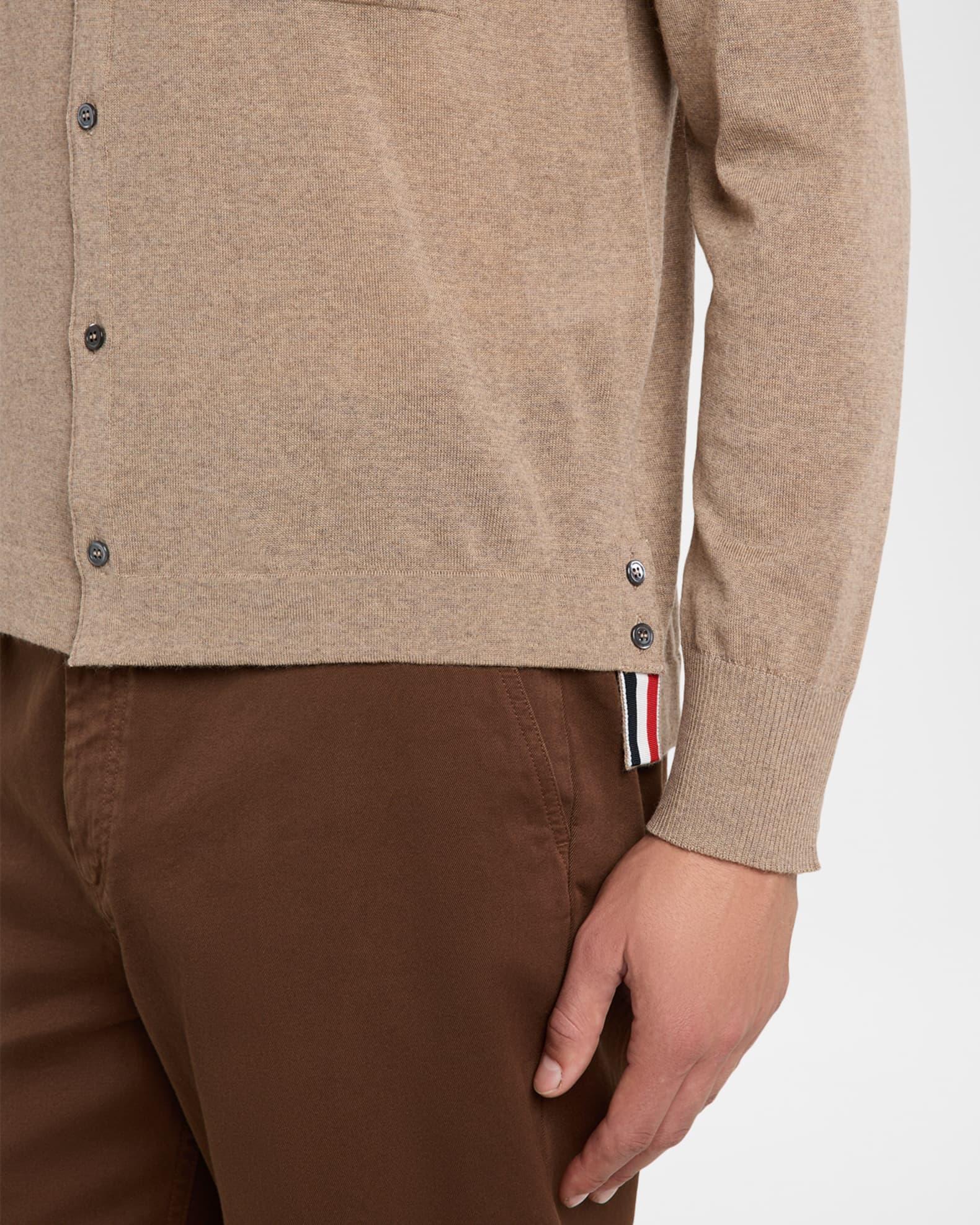 Men's Wool Knit Grosgrain-Trim Pocket Cardigan Product Image
