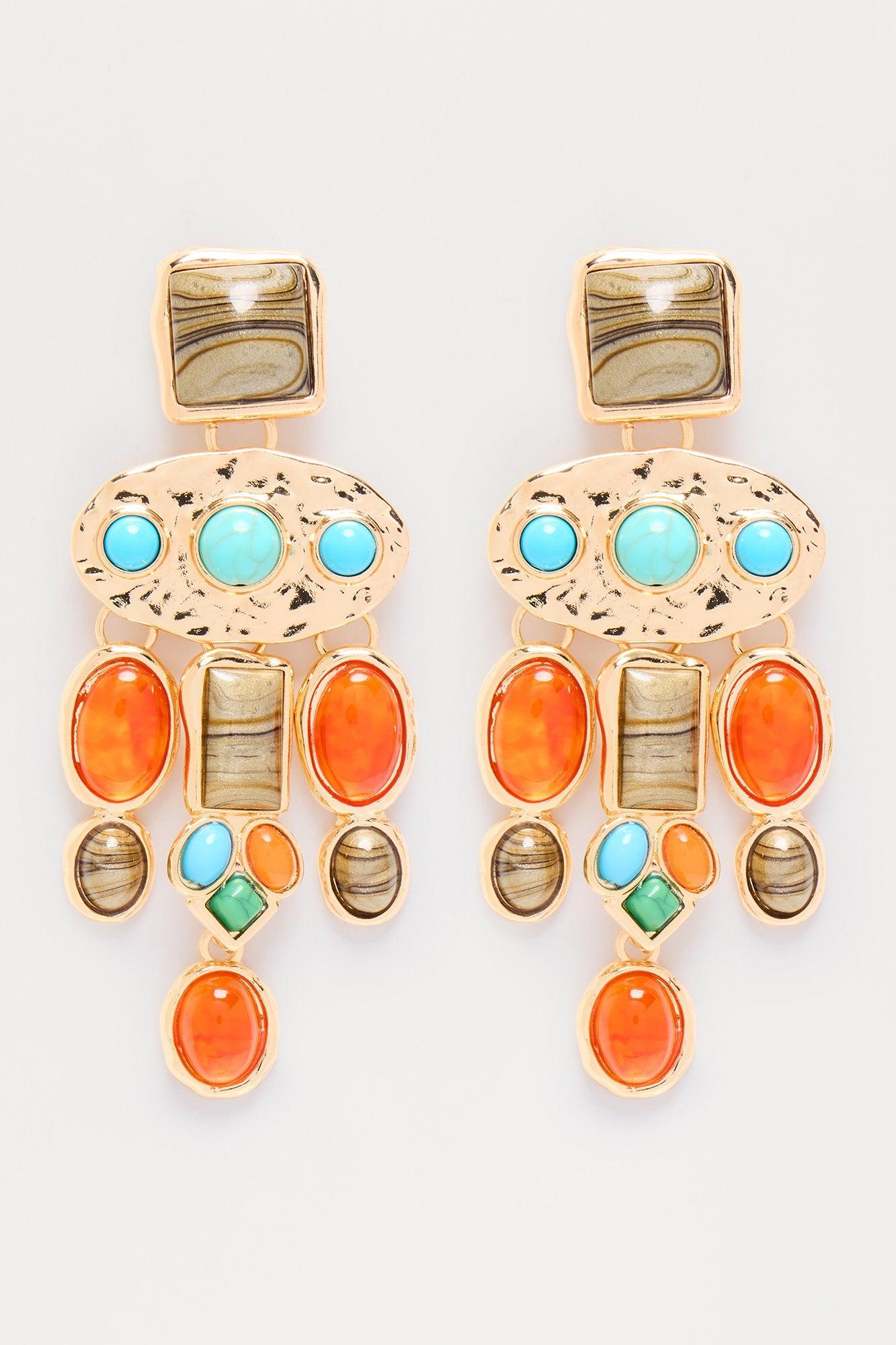 Riot Of Color Statement Drop Earrings - Multi Color Product Image