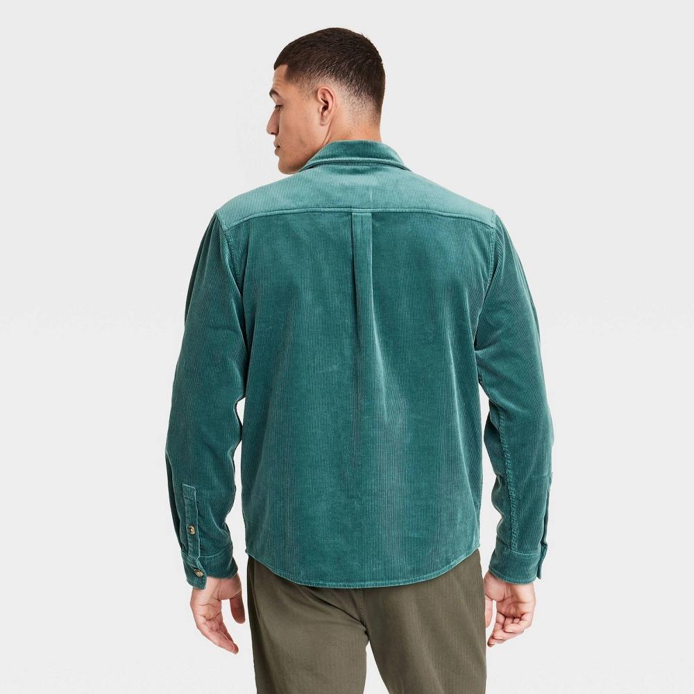 Mens Mid-Weight Corduroy Long Sleeve Button-Down Shirt - Goodfellow & Co L: Cotton Blend, Standard Fit, Front Pocket Product Image