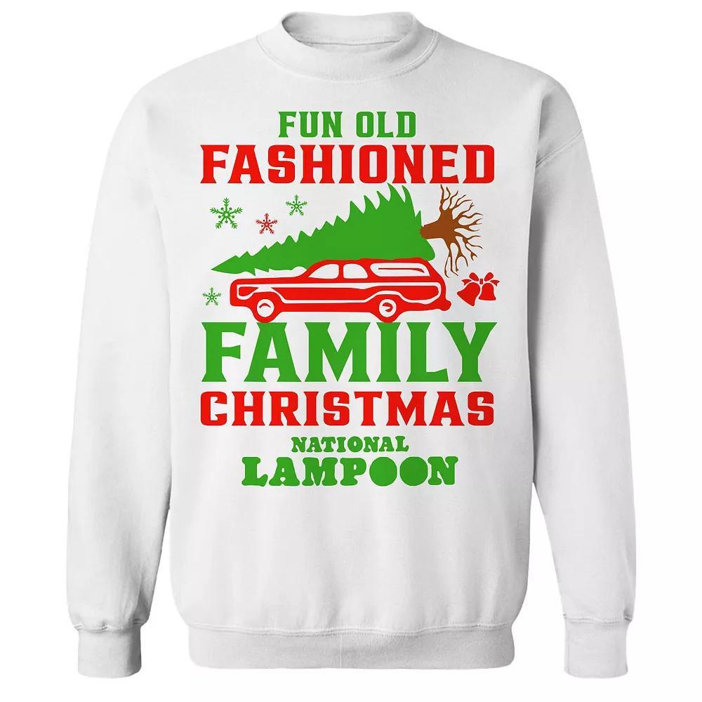 Men's Fun Old Fashioned Family National Lampoon's Christmas Vacation Graphic Fleece Crew Sweatshirt, Size: XXL, White Product Image
