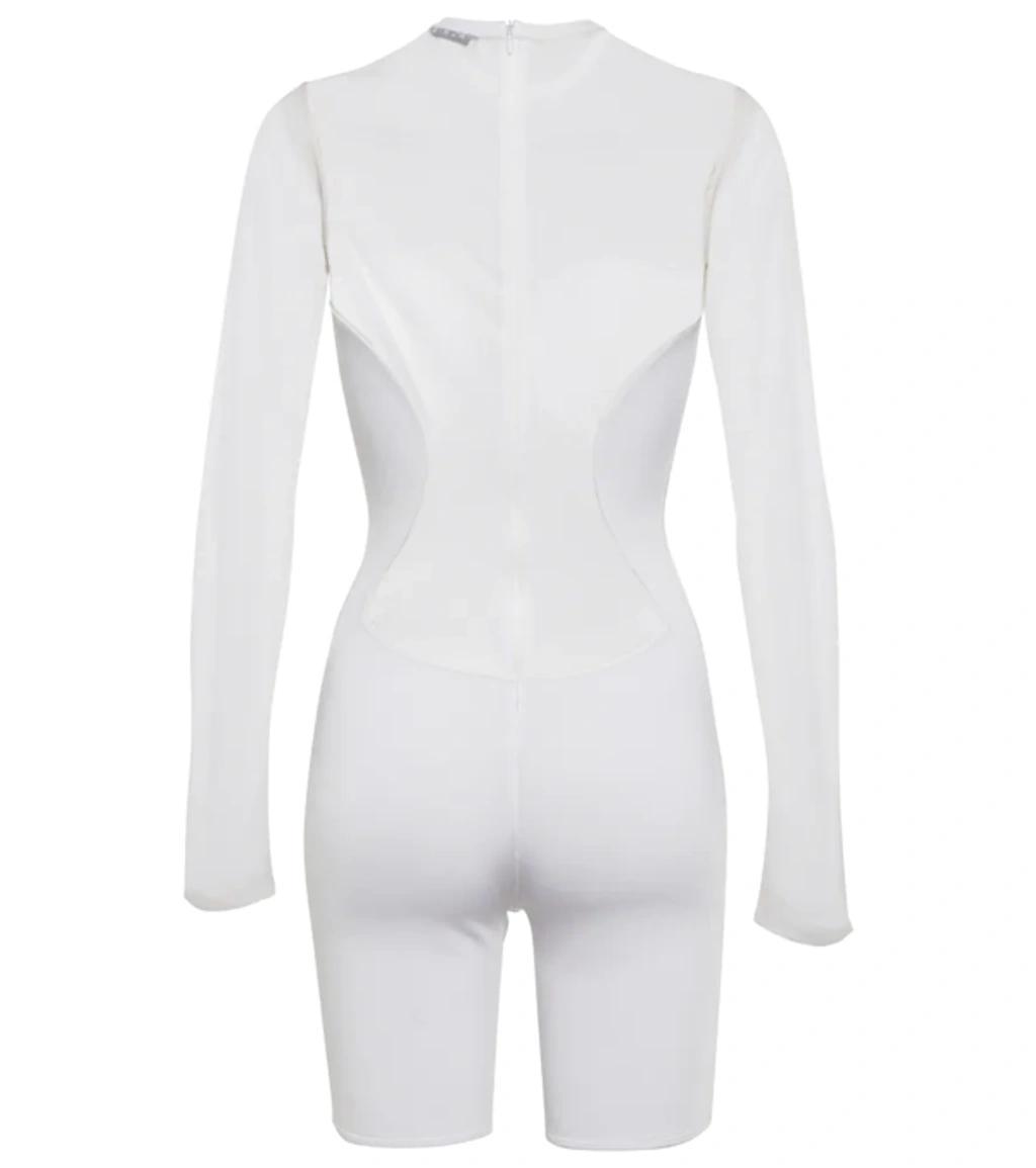 ALAÏA White Sheer Short Jumpsuit In 000 White Product Image