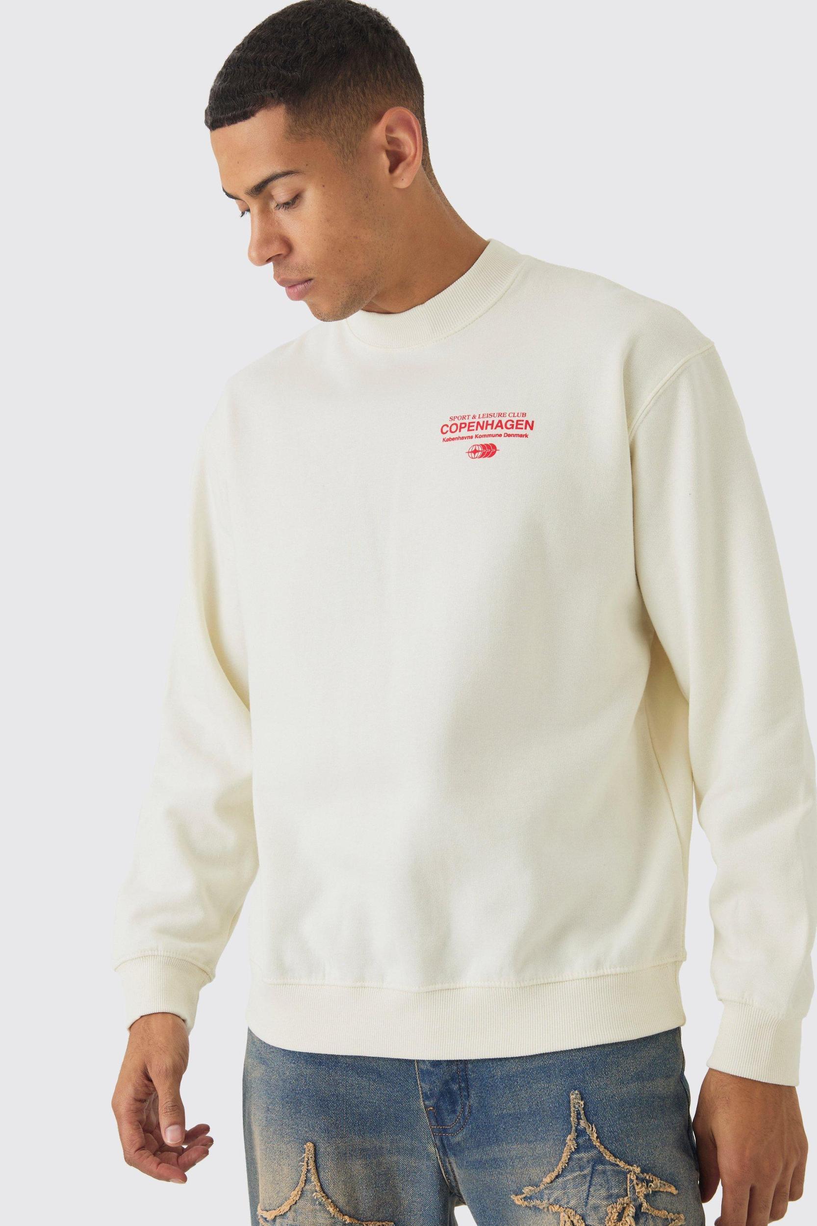 Oversized Copenhagen Text Graphic Sweatshirt | boohooMAN USA Product Image
