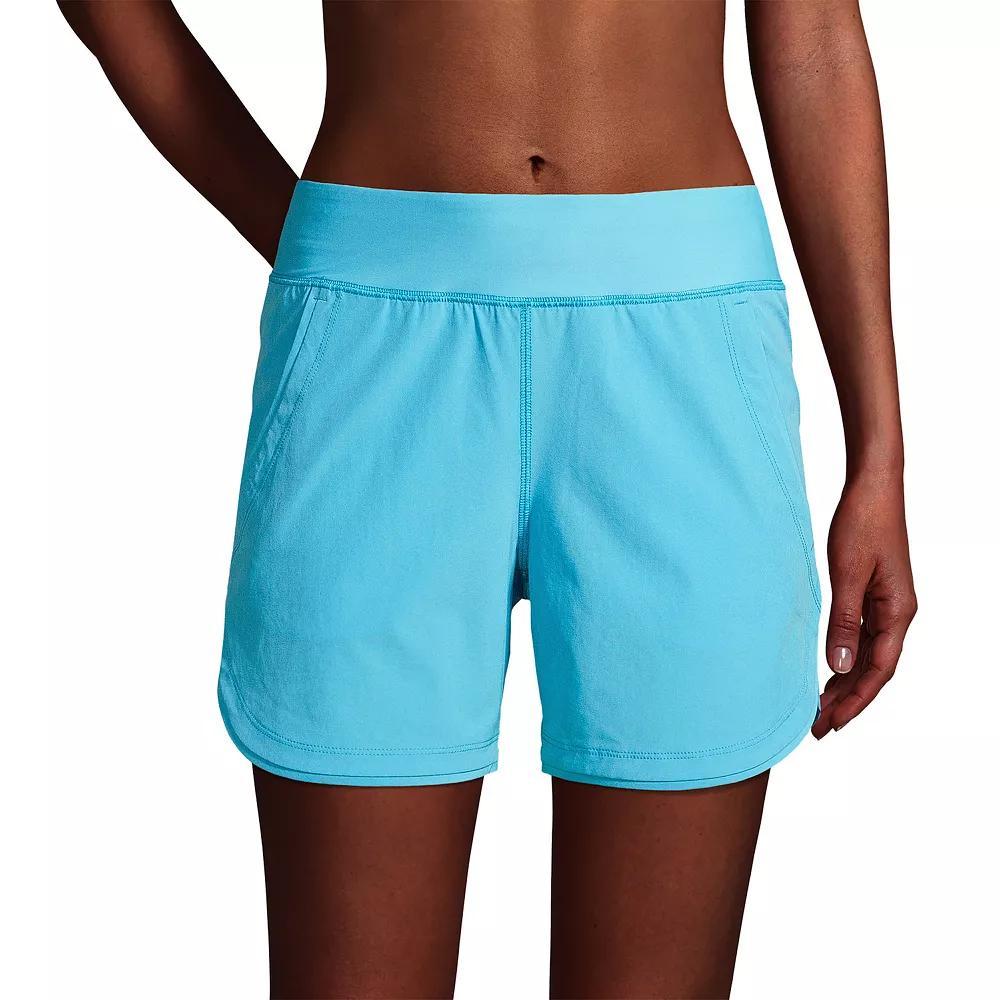 Women's Lands' End 5" Quick Dry Swim Shorts With Panty, Size: 4, Black Product Image