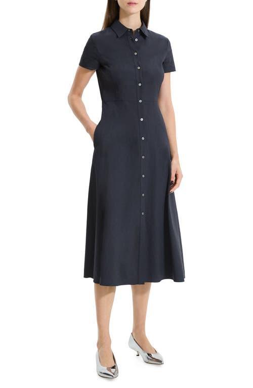 Womens Linen-Blend Midi-Shirtdress Product Image