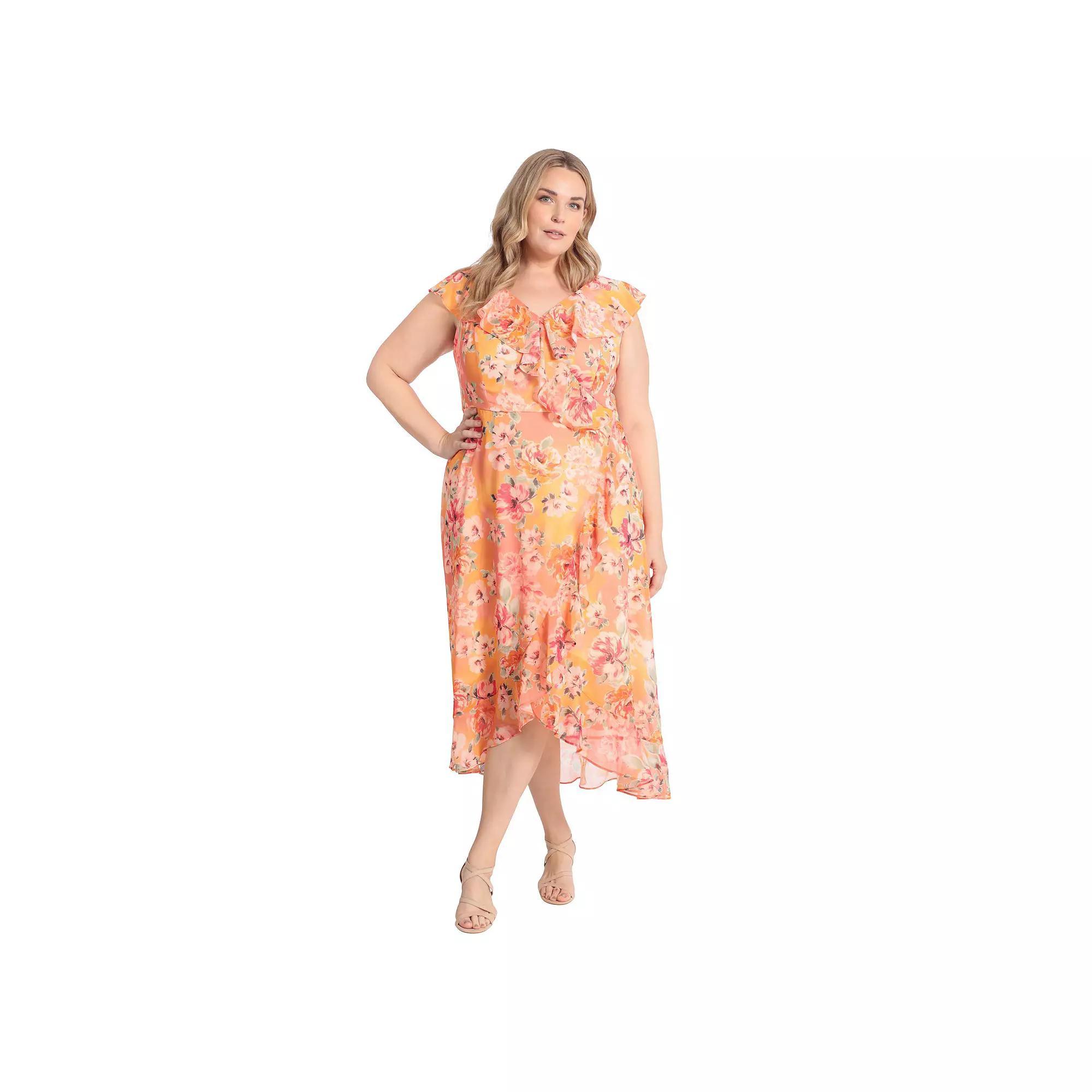 Plus Size London Times Faux Wrap Maxi Dress, Womens Pink Pink Product Image