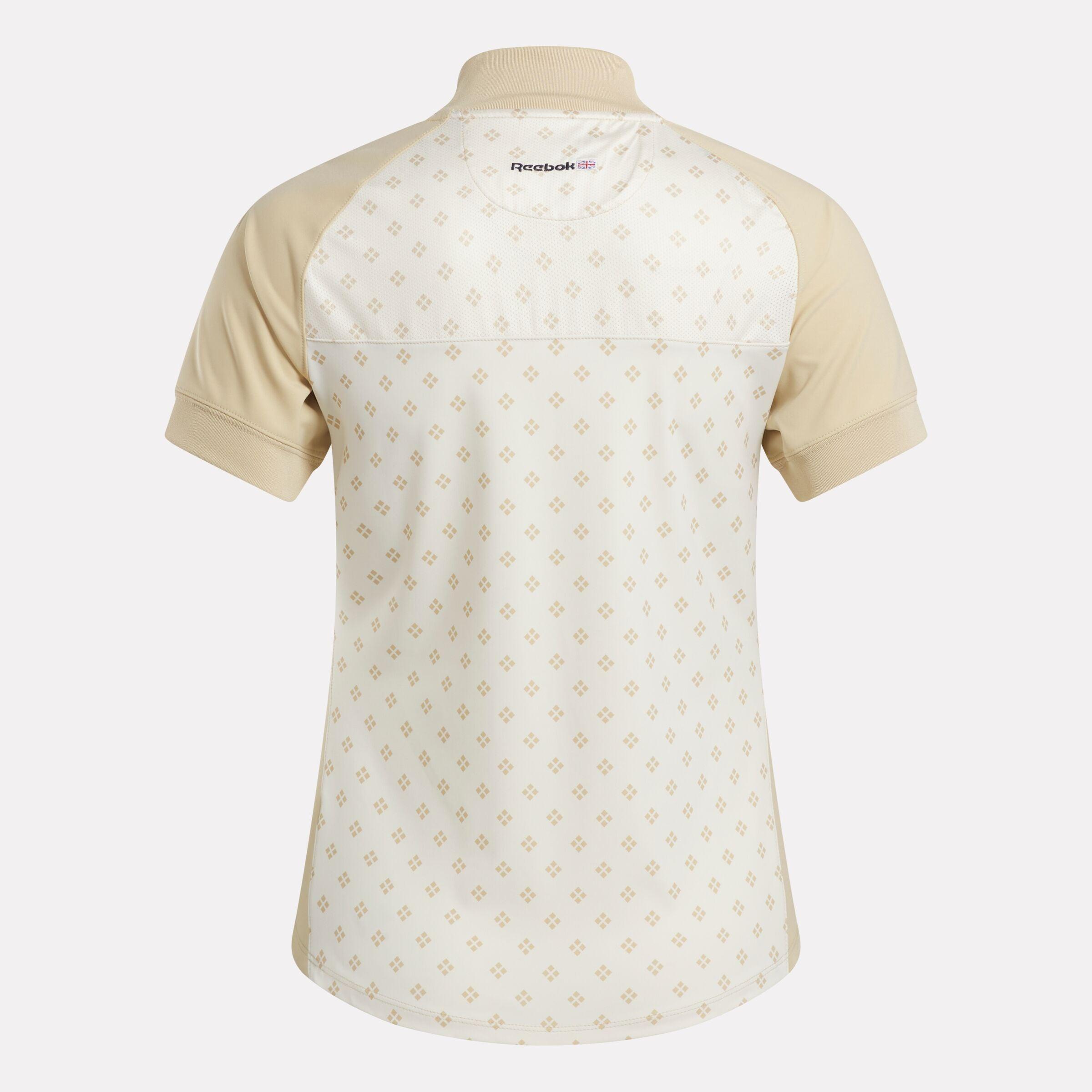 Women's Short Sleeve 1/4 Zip Mini Argyle Print Top Female Product Image