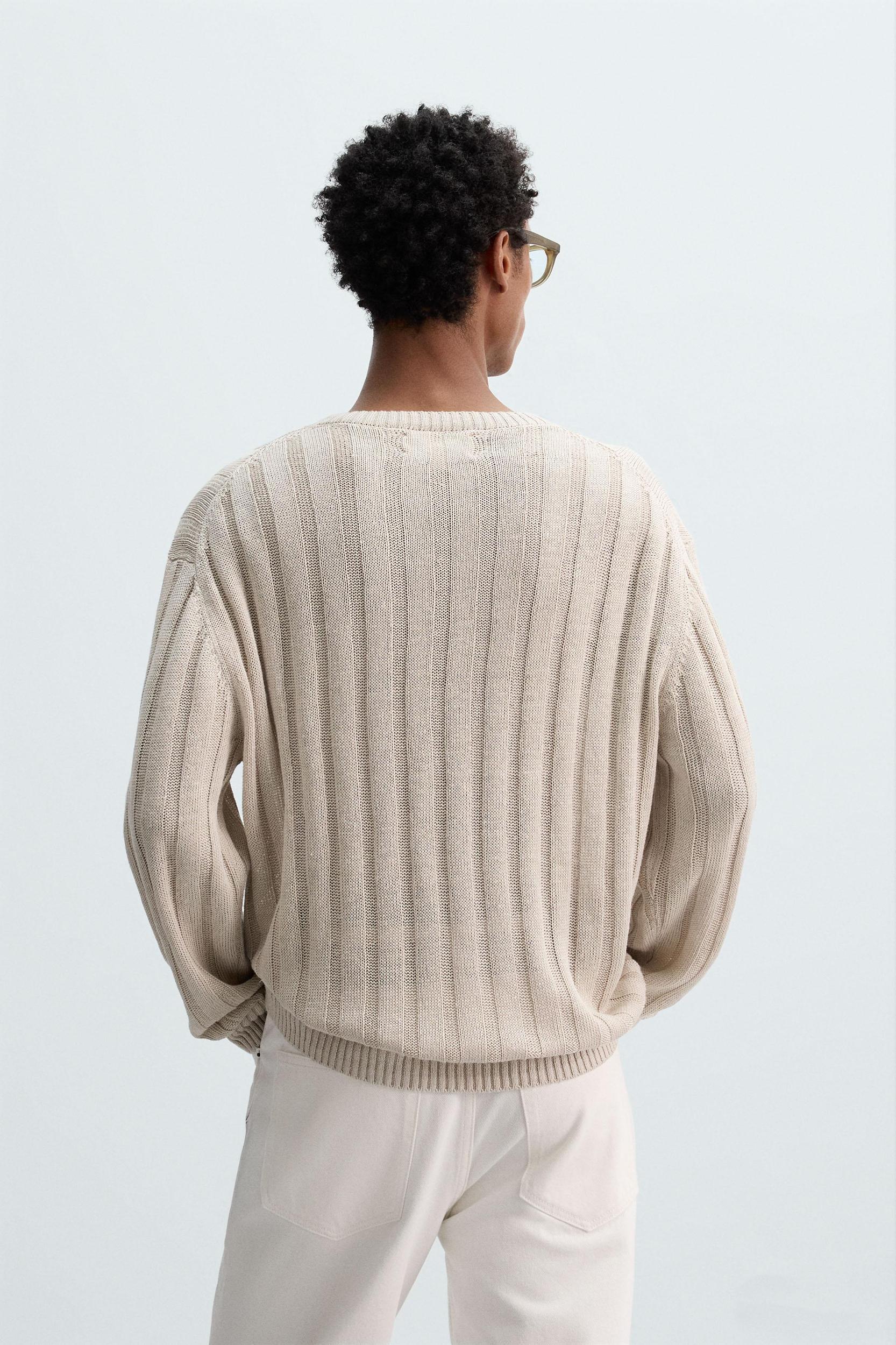 100% LINEN RIBBED SWEATER Product Image