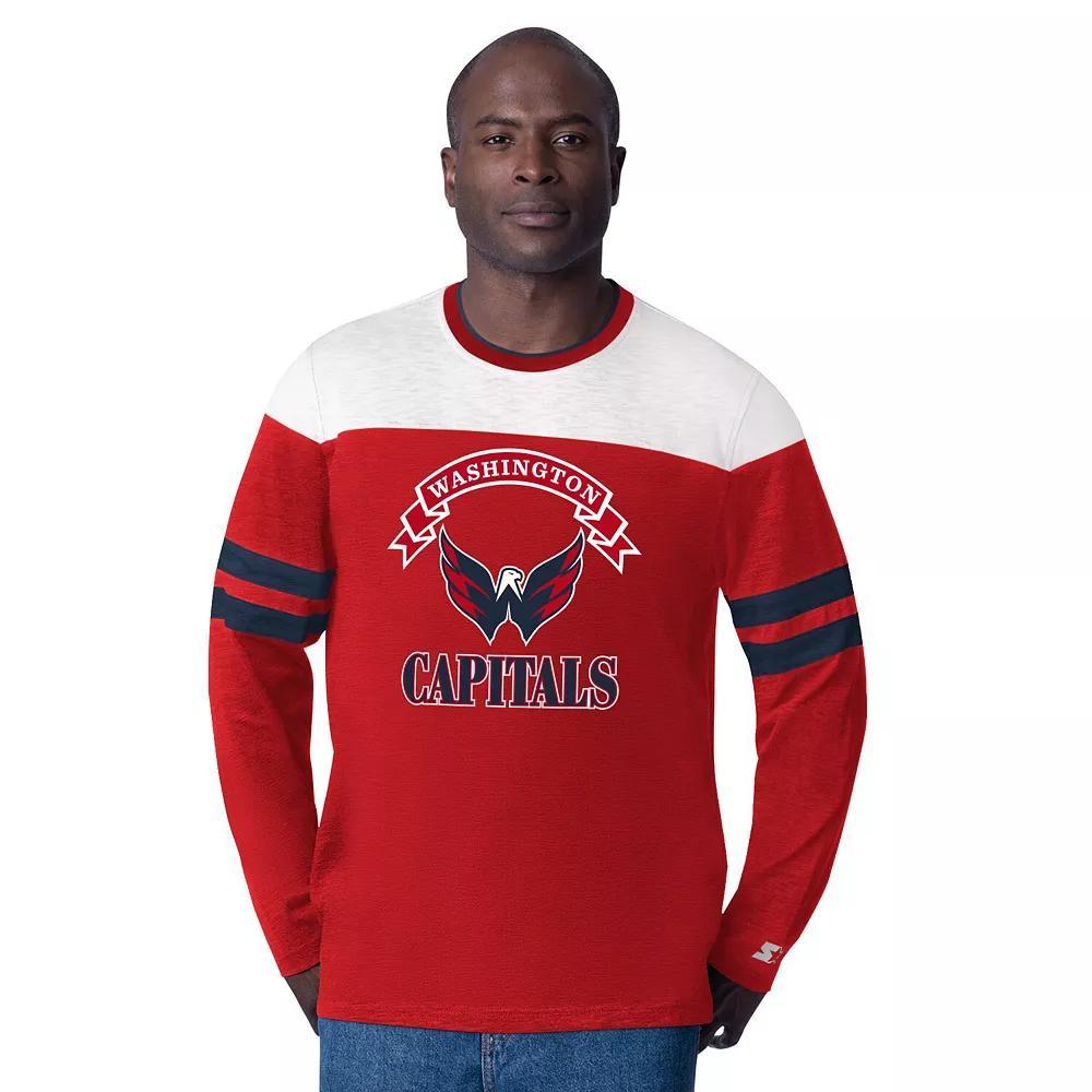 Men's Starter  Red Washington Capitals Blitz Durene Long Sleeve T-Shirt, Size: Large Product Image