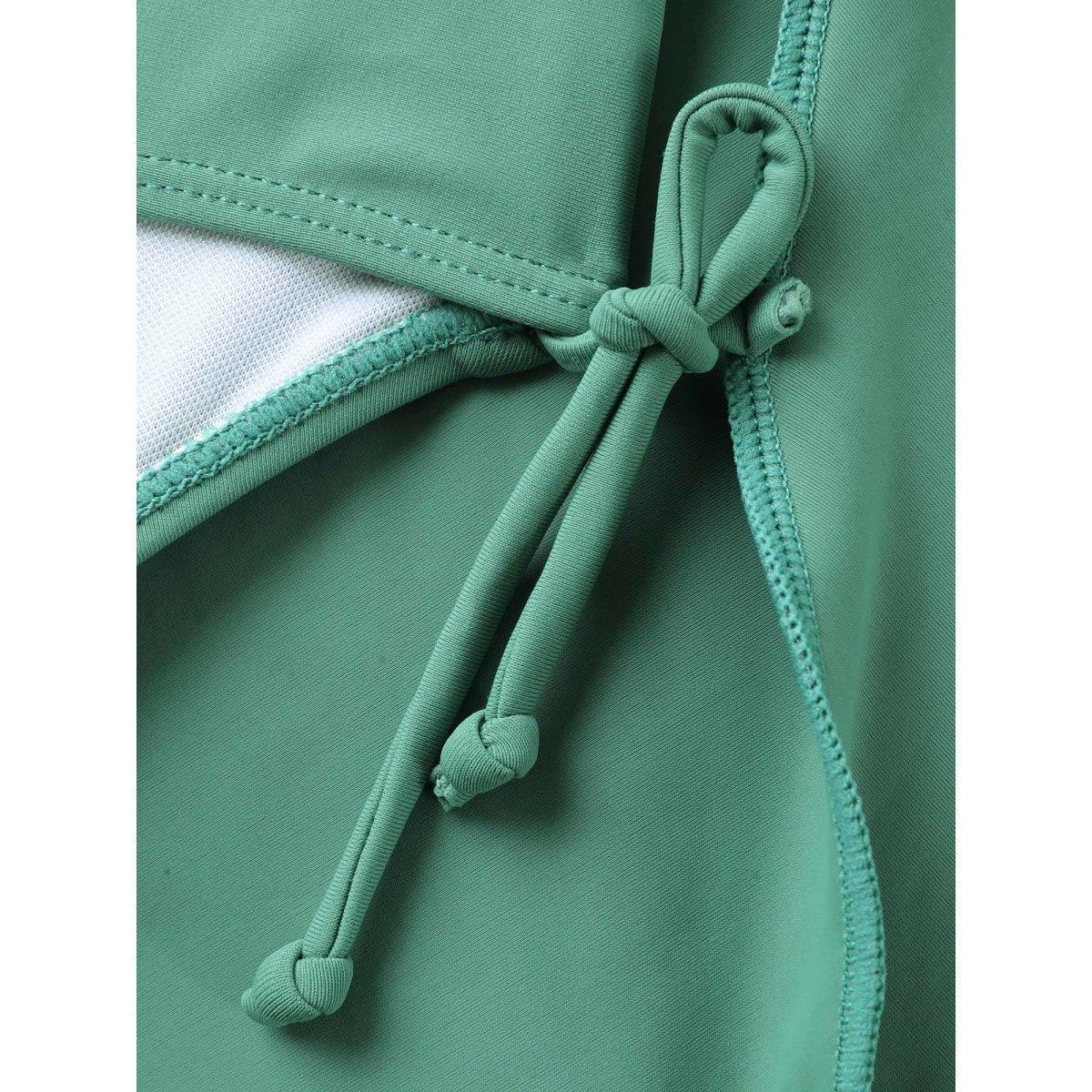 Plus Size Anti Float Tie Metal Detail Swim Dress Women's Swimwear Greenbean Beach Bodycon U-neck High stretch Curve Swim Dresses BloomChic 26/4X Product Image