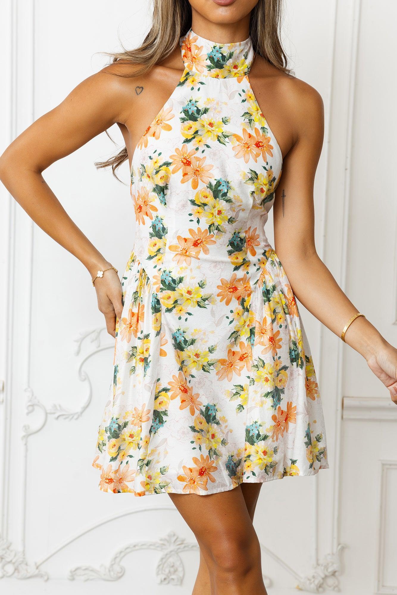 Sophisticated Vision Halter Mini Dress Orange Product Image