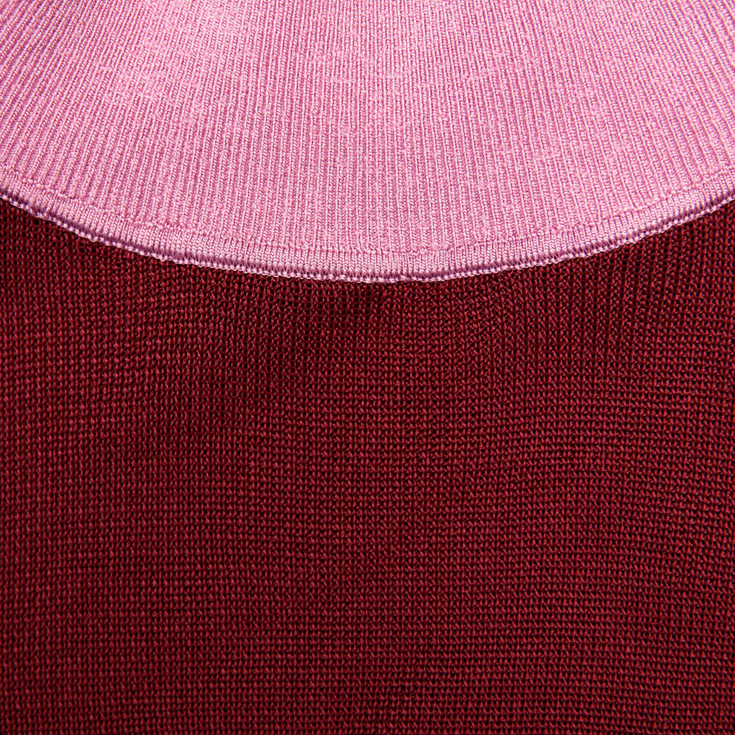 Burgundy Contrast Viscose Knit Top Product Image