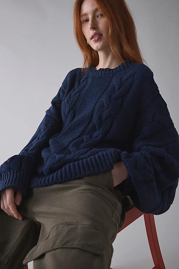 BDG Skylar Oversized Crew Neck Cable Knit Sweater Womens at Urban Outfitters Product Image