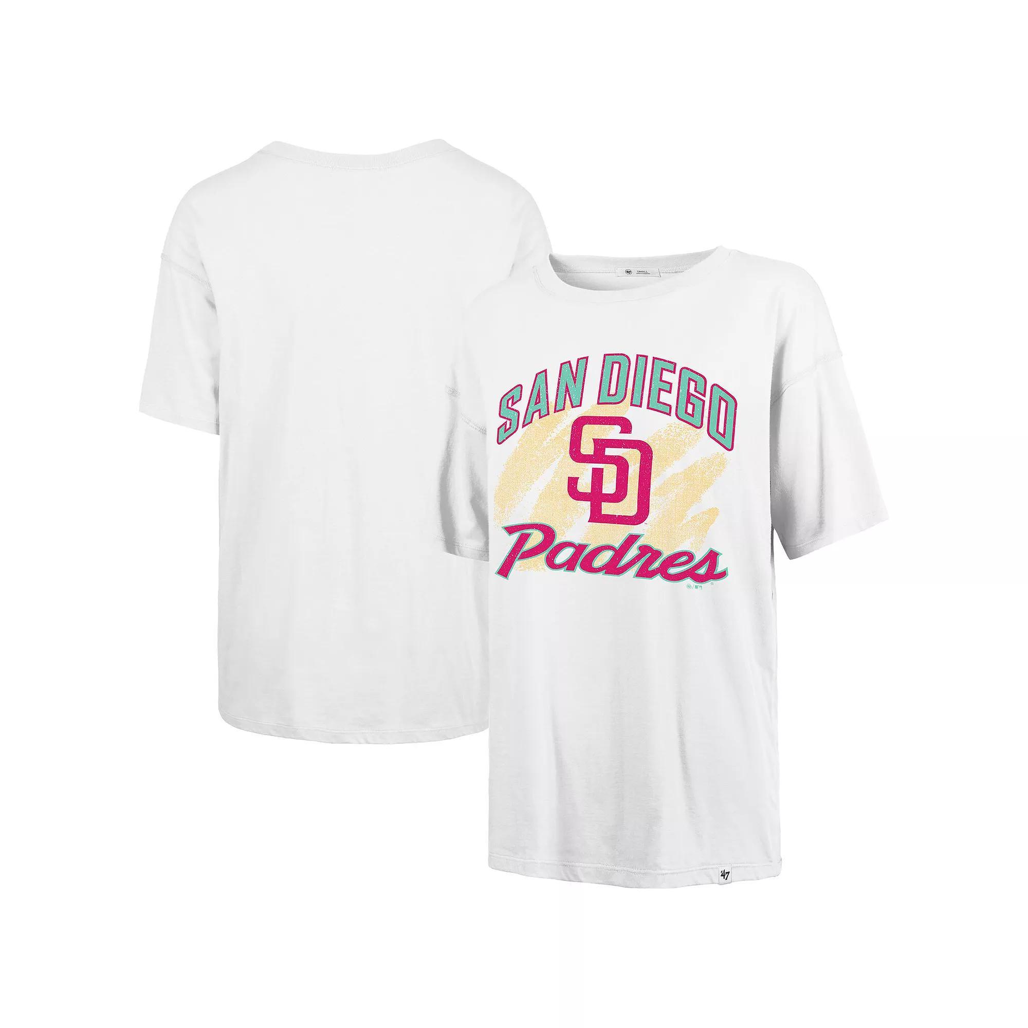 Women's '47  White San Diego Padres City Connect Sadie Distressed T-Shirt, Size: Small Product Image