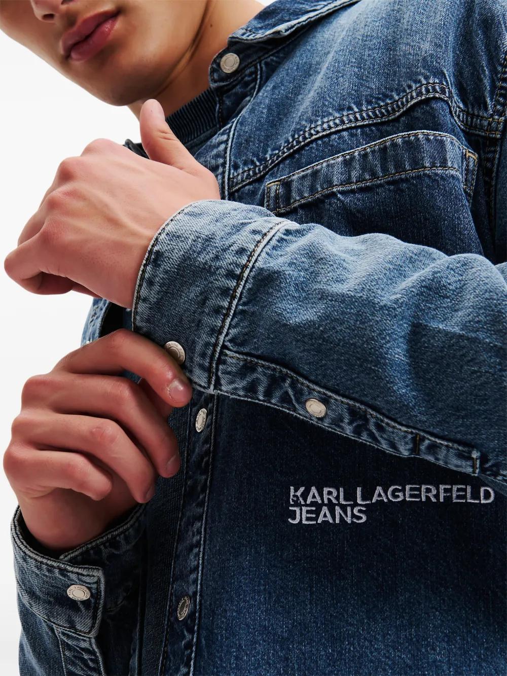 embroidered denim shirt Product Image