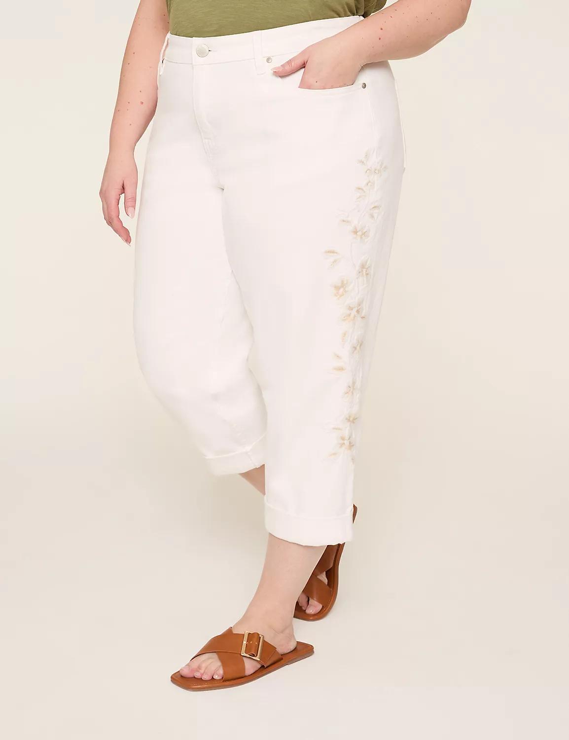 Embroidered Boyfriend Fit Capri Jean Product Image