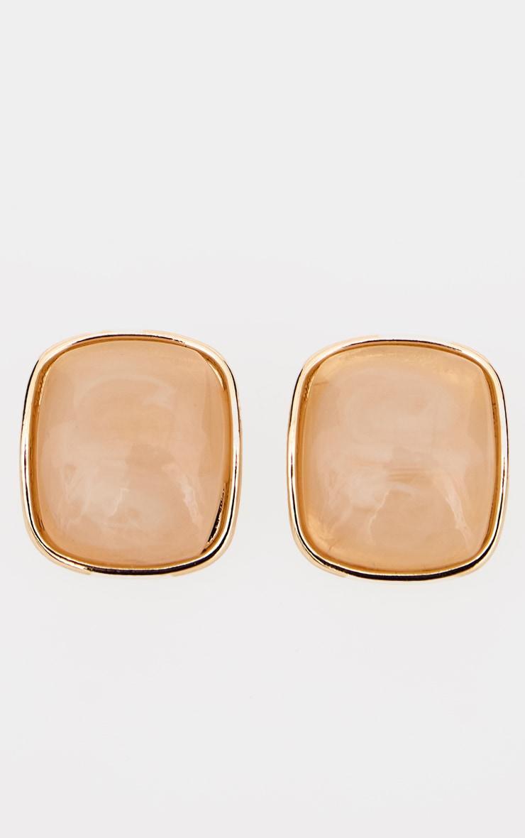 Cream Set Square Chunky Stud Earrings Product Image