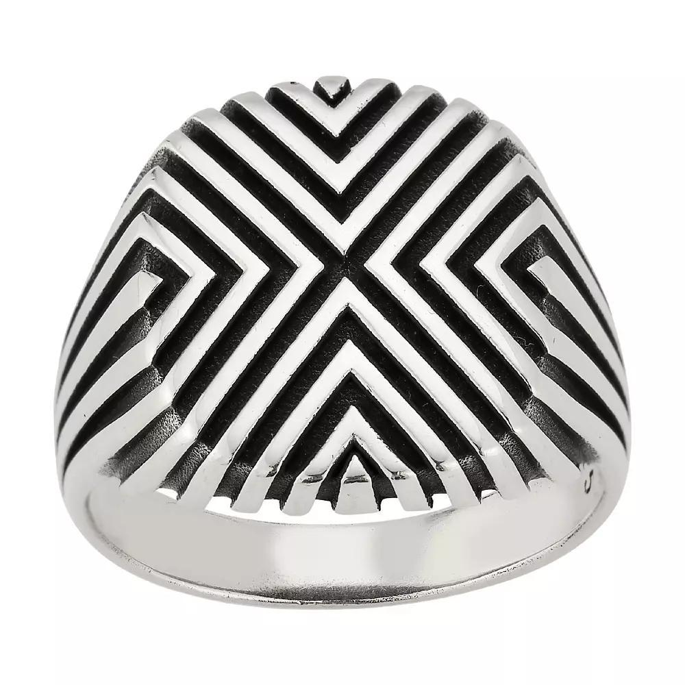 Milanesi And Co Mens Sterling Silver Textured Chevron Statement Ring Product Image