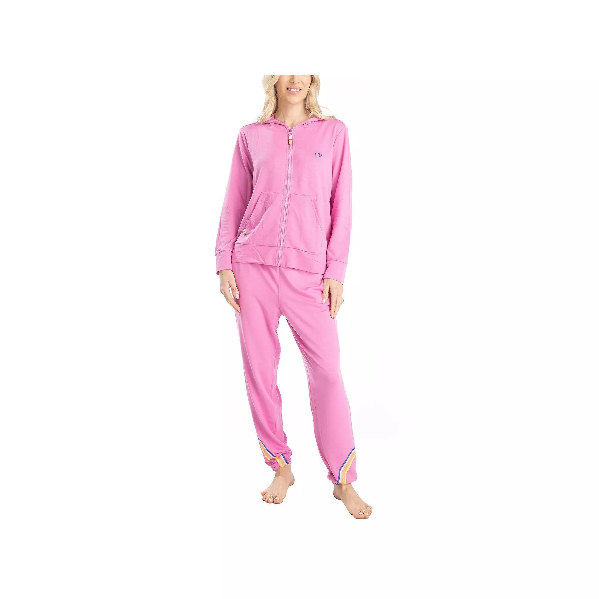 Women's Ocean Pacific® Day Breakers Hoodie & Jogger Pants Set, Size: Large, Pink Product Image