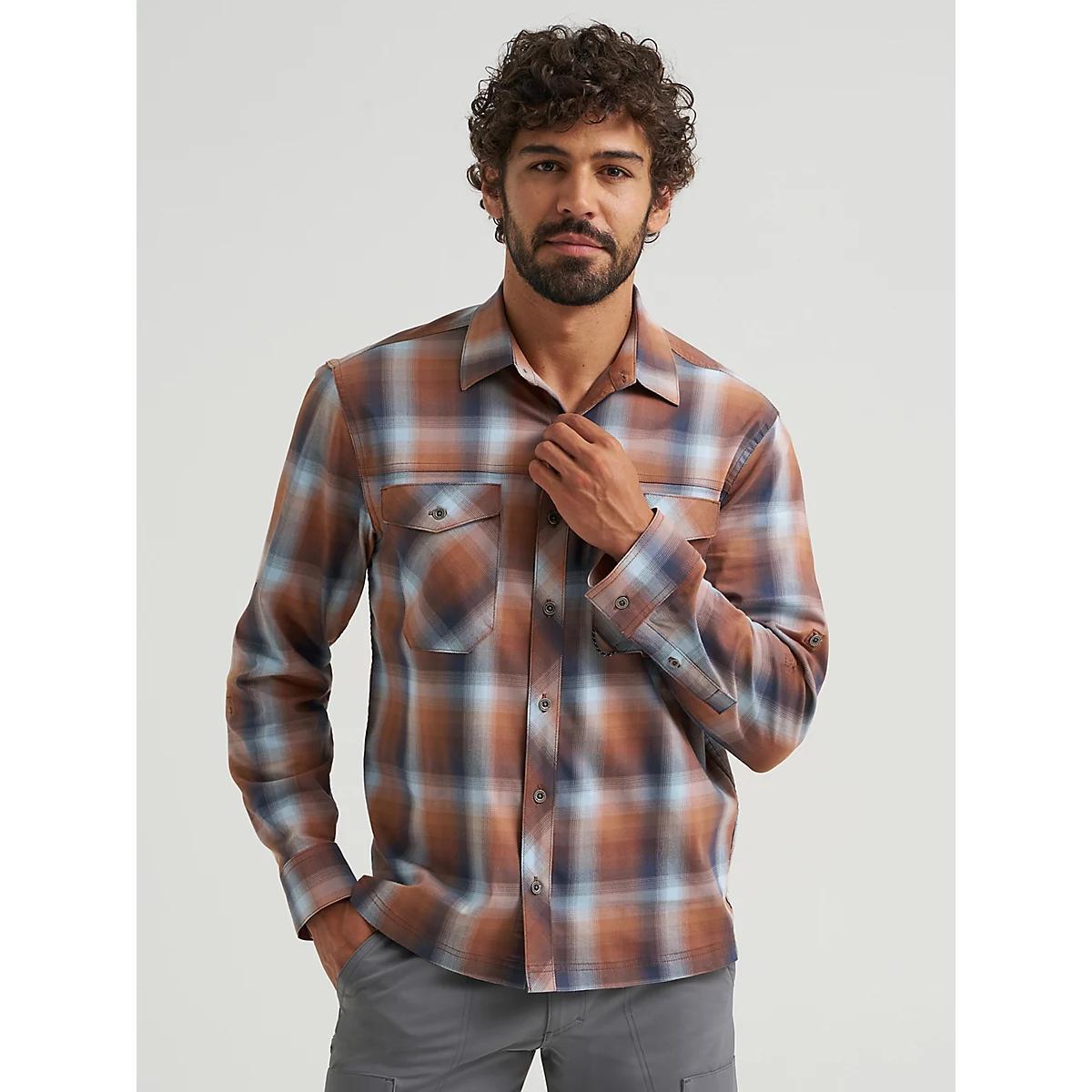 Men's Outdoor Stretch Plaid Shirt | Men's SHIRTS | Wrangler® Product Image
