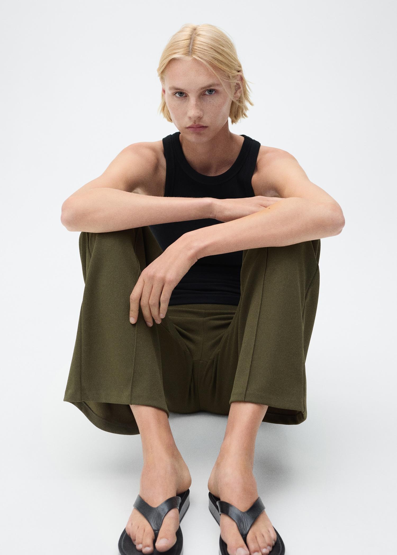Straight knitted pants - Women | MANGO USA Product Image