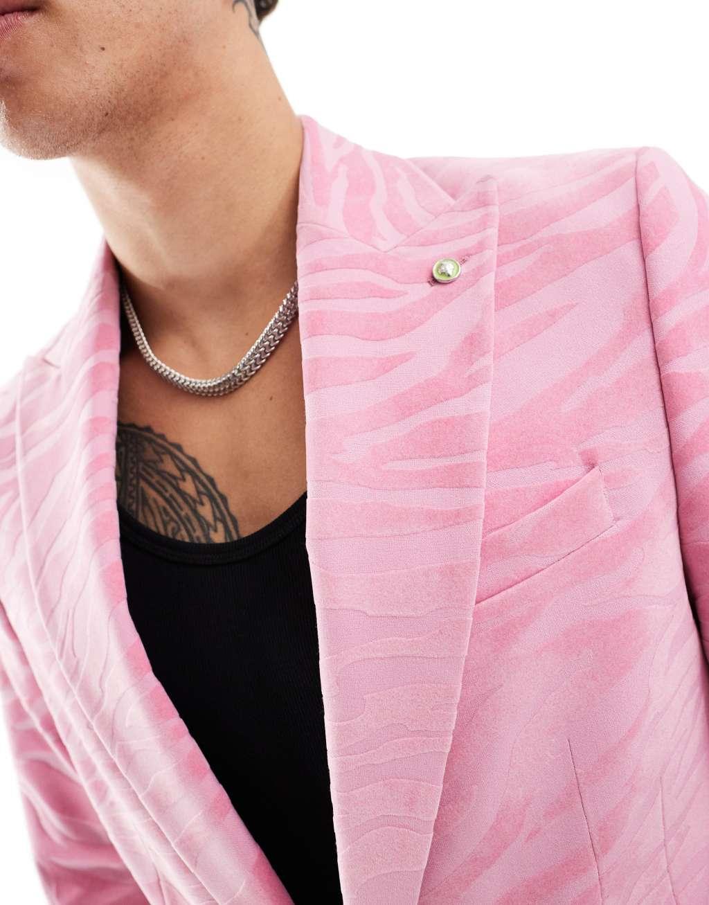 Twisted Tailor Magnussen skinny jacket in pink Product Image