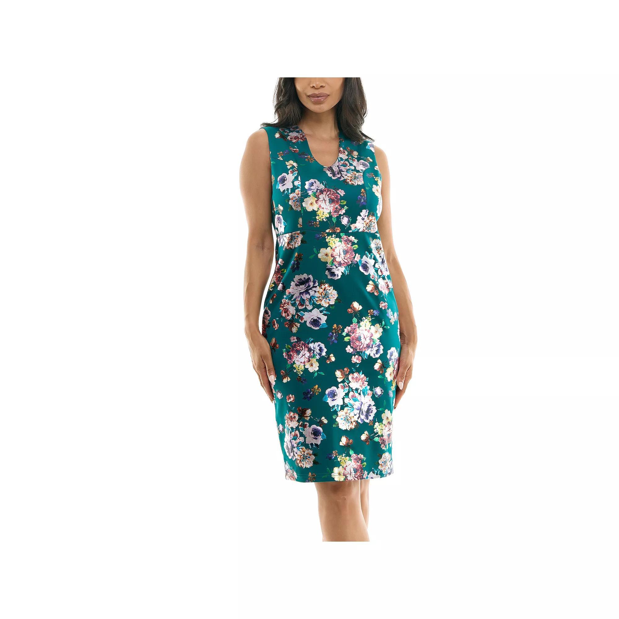 Womens Nina Leonard U-Neck Midi Dress Product Image
