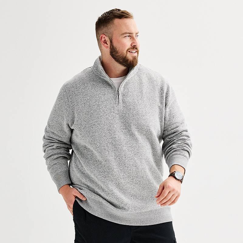 Big & Tall Sonoma Goods For Life® Fleece Quarter Zip Pullover, Men's, Size: 5XB, Grey Gray Product Image