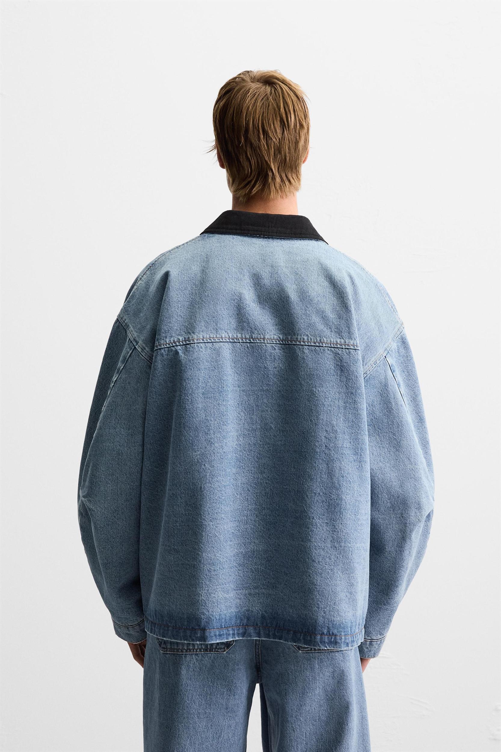 CONTRAST COLLAR DENIM JACKET Product Image