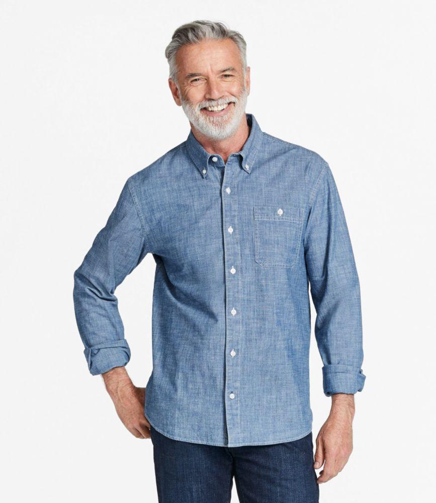 
                            Men's Comfort Stretch® Chambray Shirt, Traditional Untucked Fit, Long-Sleeve
                         Product Image