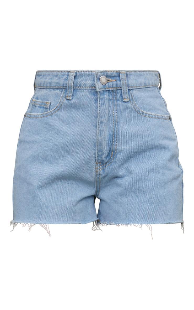 Petite Light Blue Frayed Hem Denim Shorts Product Image
