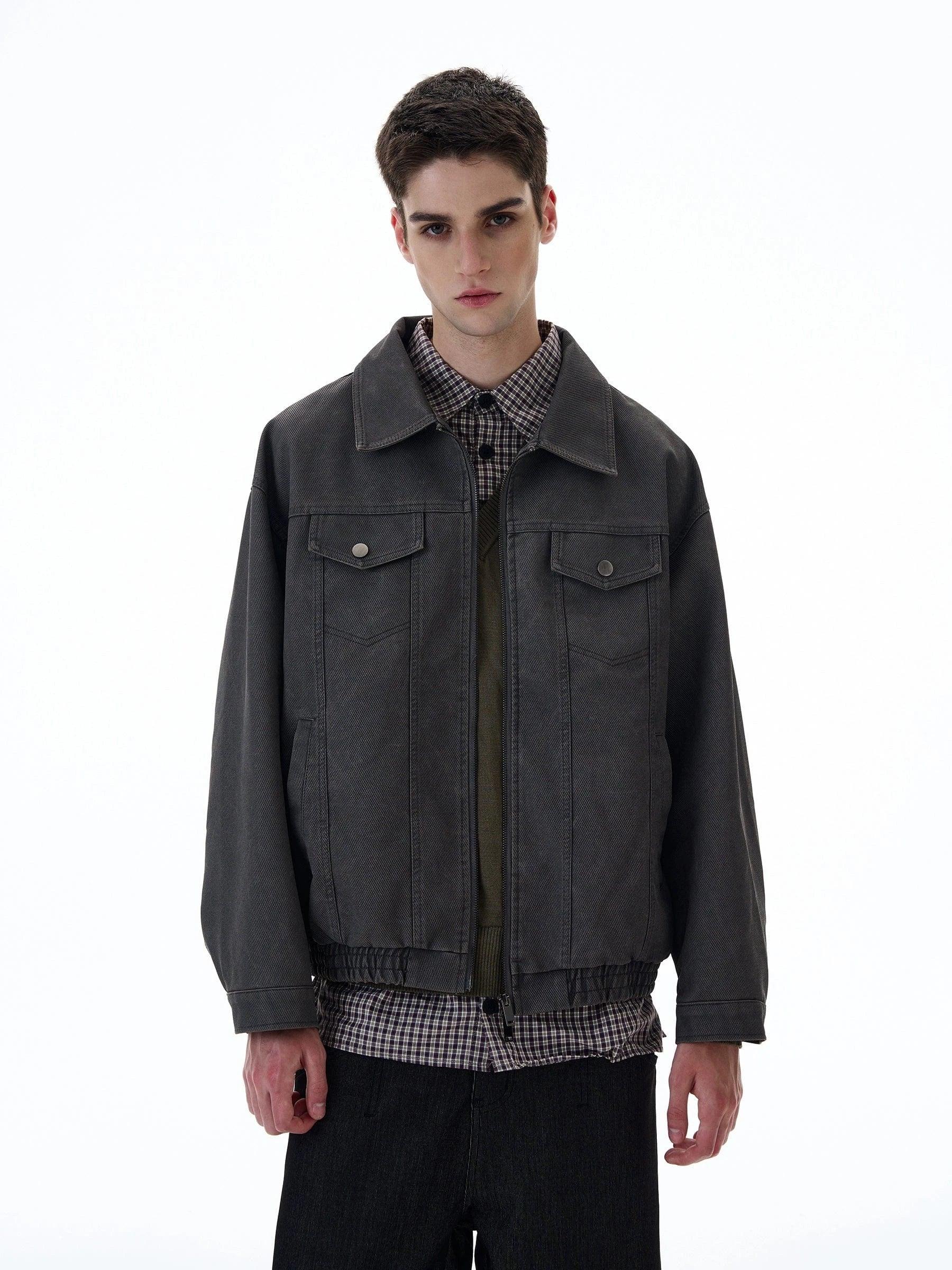 RT No. 20024 GRAY ZIP DENIM JK Product Image