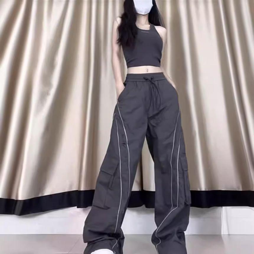 High Waist Loose-Fit Wide-Leg Sweatpants Product Image