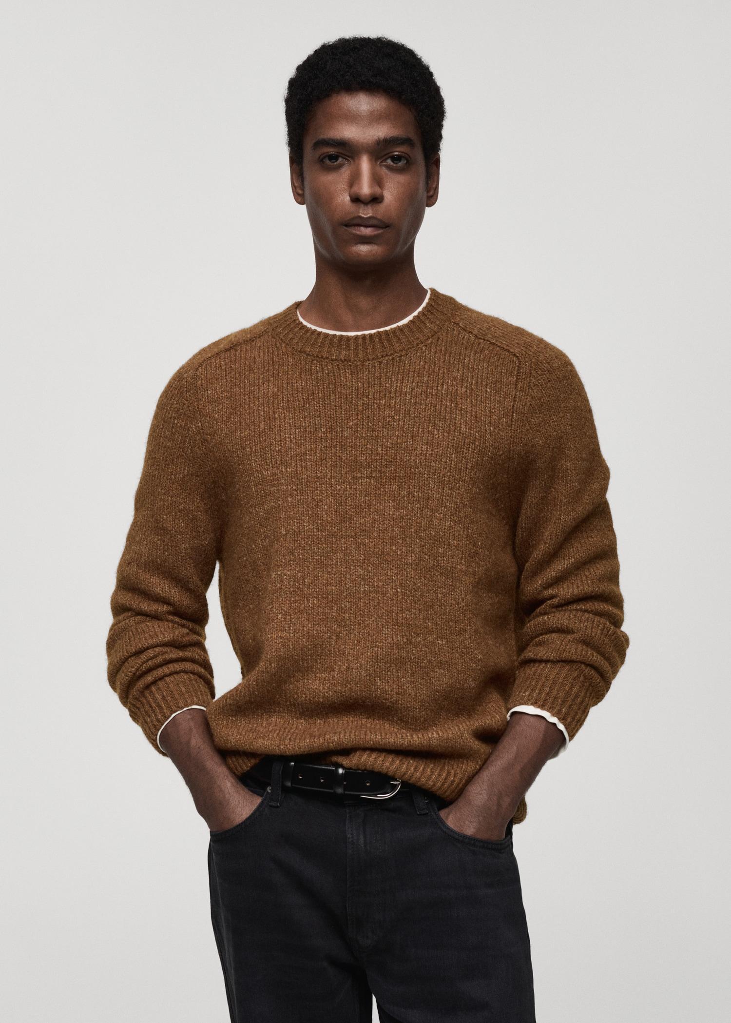 Wool and cotton-blend knitted sweater - Men | MANGO USA Product Image