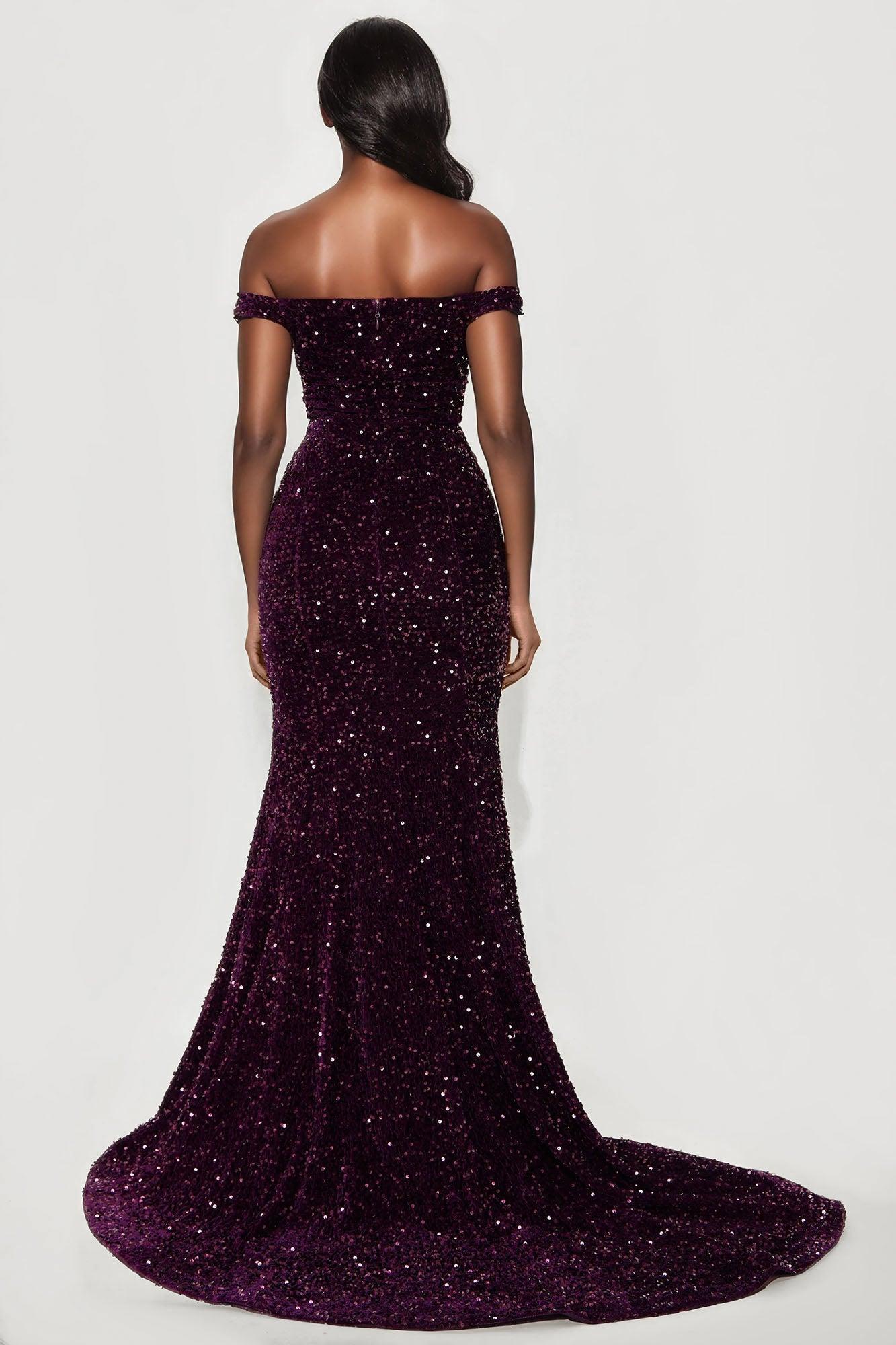 Alora Sequin Maxi Gown - Plum Product Image