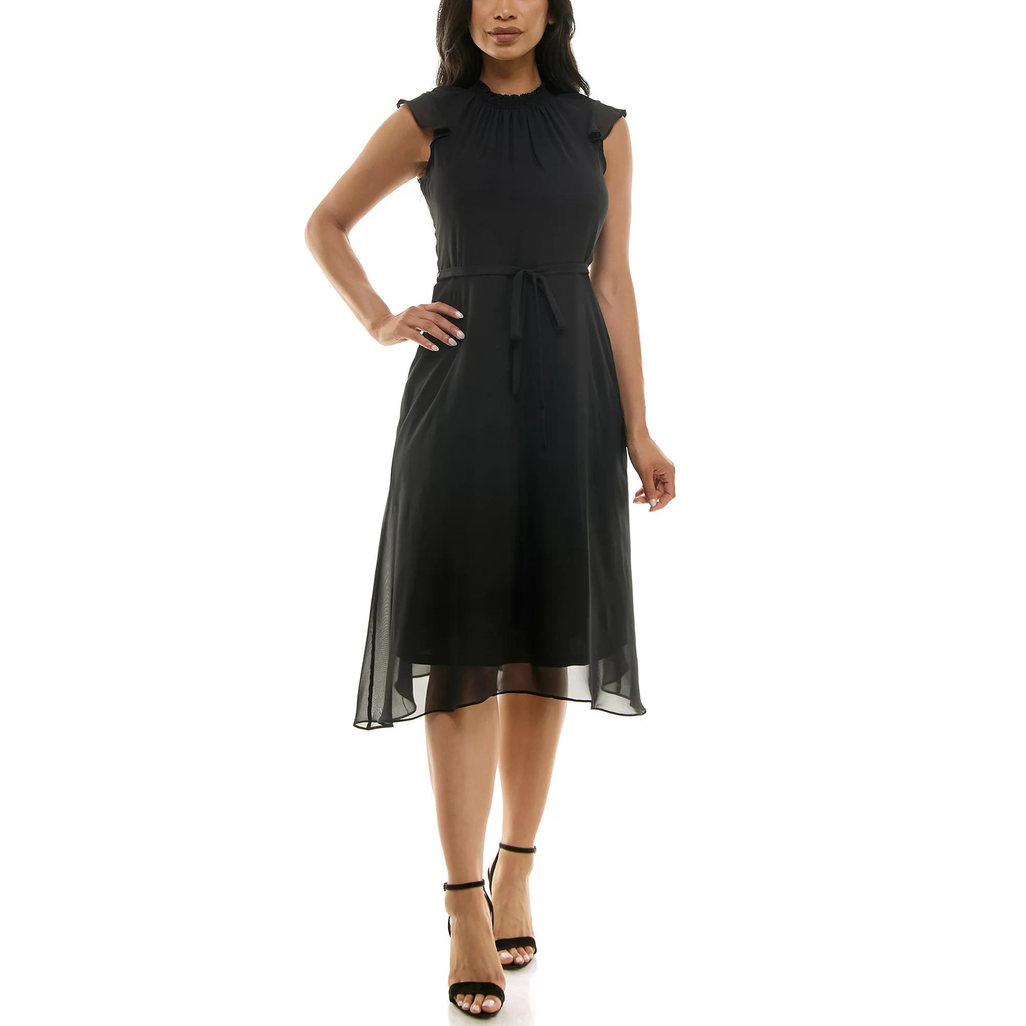 Women's Nina Leonard Mockneck Chiffon Dress, Size: Small, Green Product Image