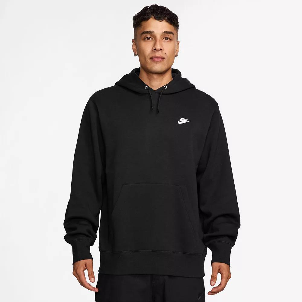 Men's Nike Club Pull-Over Fleece Hoodie, Size: Large, Black Product Image