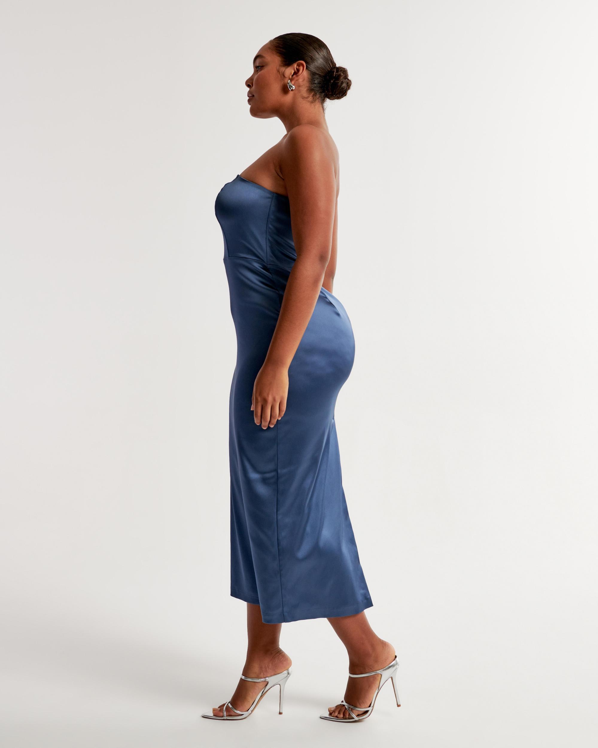 Stretch Satin Strapless Maxi Dress Product Image