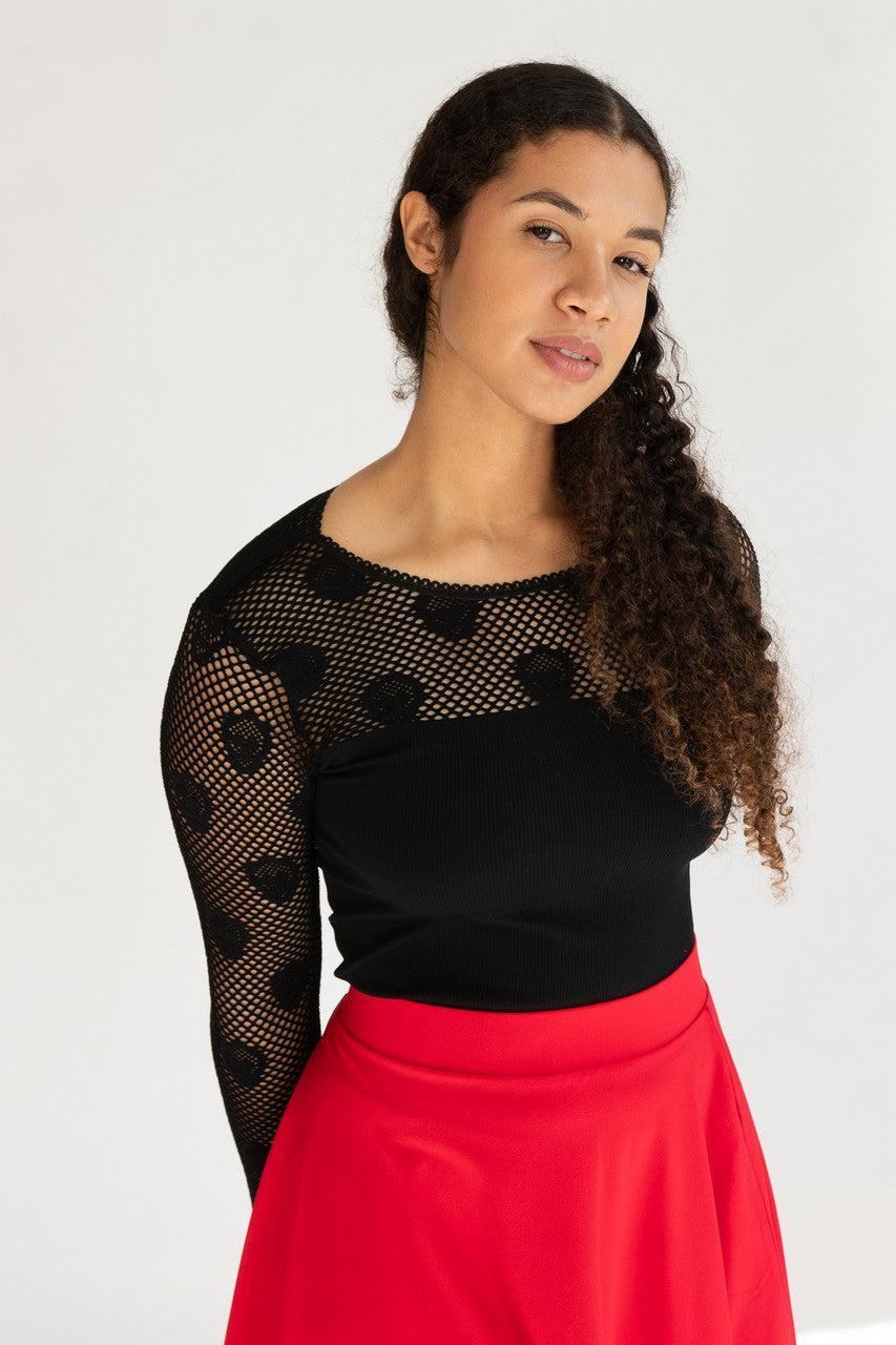 Black Skull Long Sleeve Fishnet Top Product Image