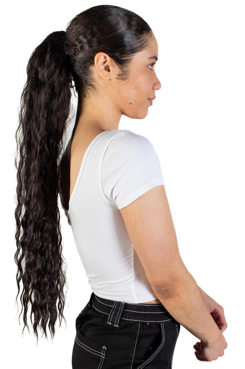 White Double Scoop Henley Crop Tee Product Image