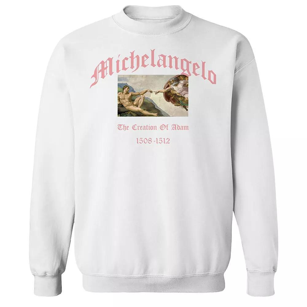 Men's apoh - Michelangelo The Creation Of Adam Graphic Sweatshirt, Size: Large, White Product Image