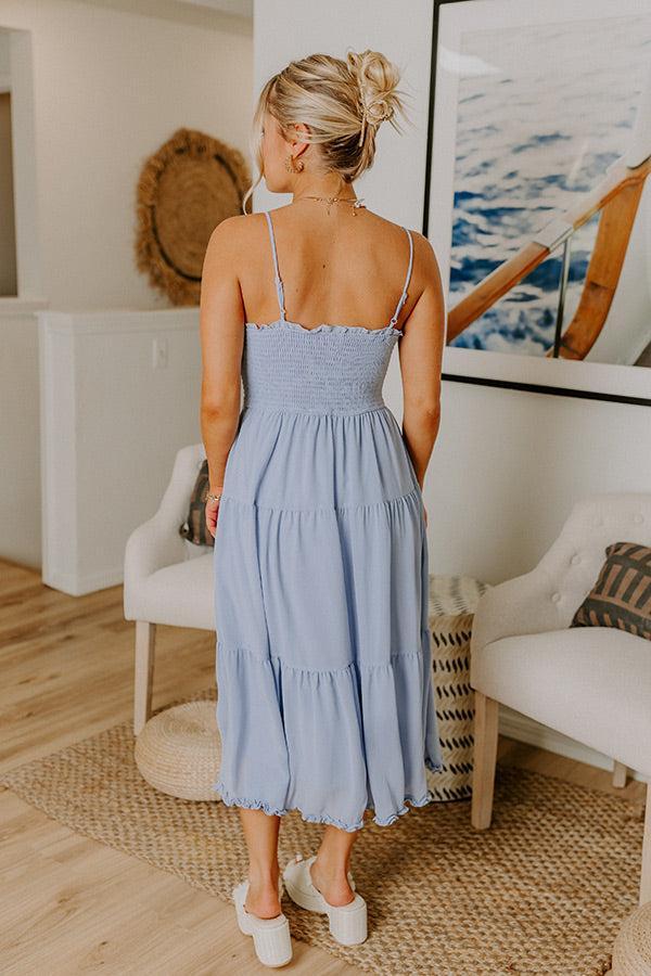 Sweet And Gentle Chiffon Midi Dress in Airy Blue Product Image