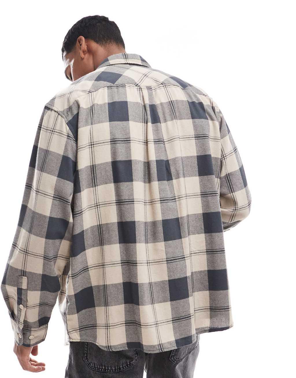 ADPT oversized brushed cotton shirt in beige  Product Image