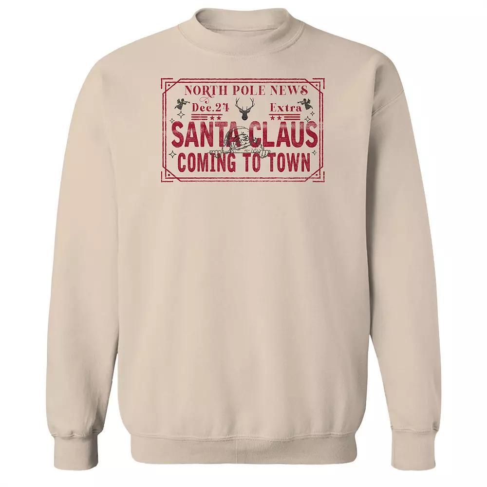 Men's North Pole News Fleece Sweatshirt, Women's, Size: Medium, Brown Product Image
