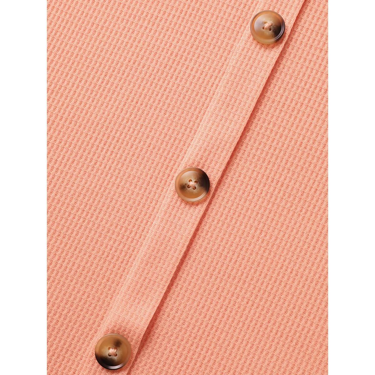 Plus Size Solid Button Detail Waffle Knit Tank Top Women Coral Casual Button Round Neck Everyday Tank Tops Camis BloomChic 18-20/2X Product Image