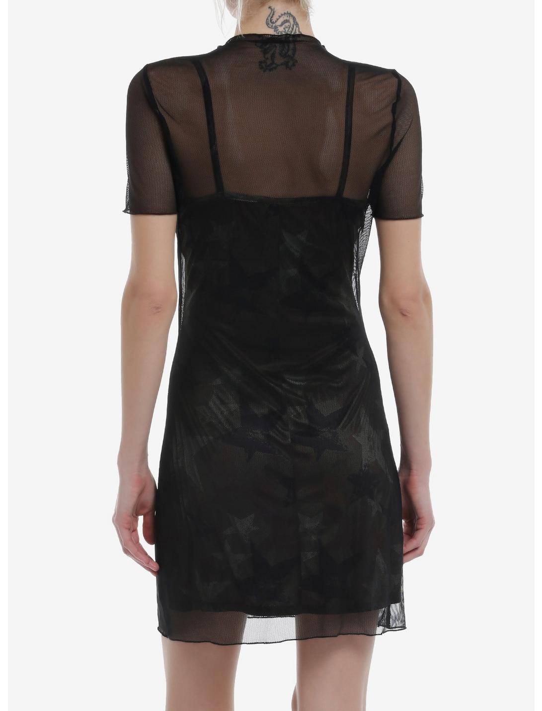 Social Collision Camo Stars Mesh Overlay Mini Dress Product Image