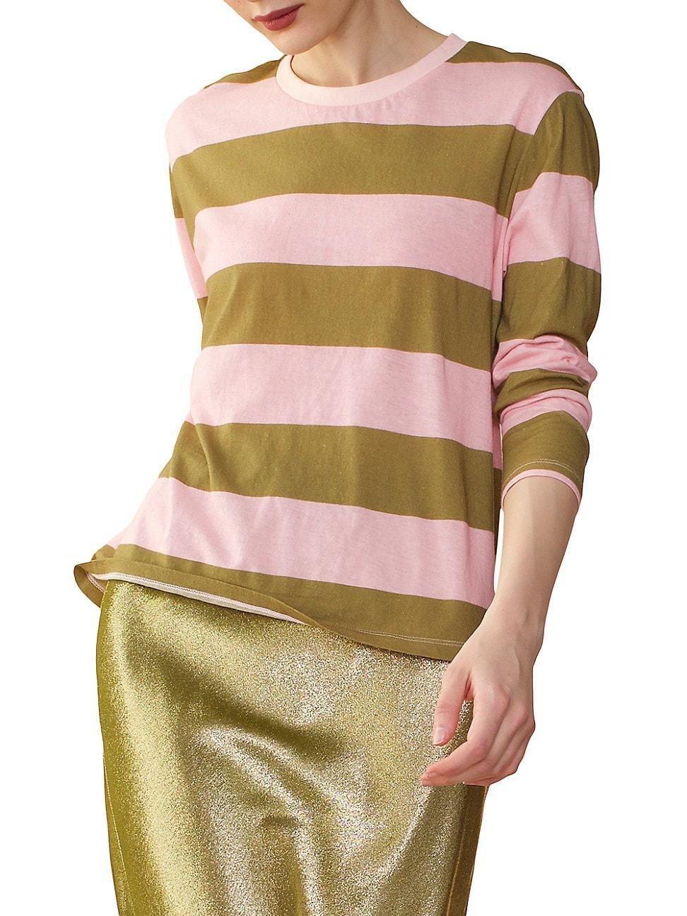 Womens Striped Long-Sleeve T-Shirt Product Image