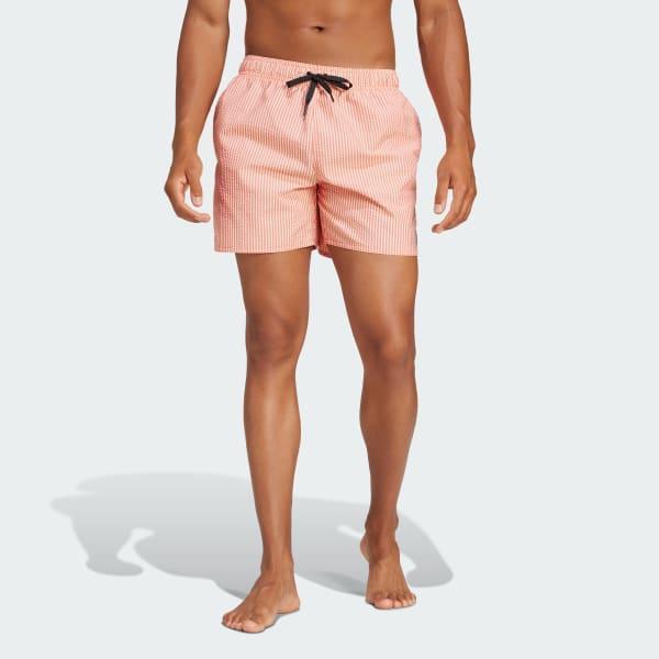 adidas Stripey Classics Swim Shorts Short Length Semi Lucid Red S Mens Product Image