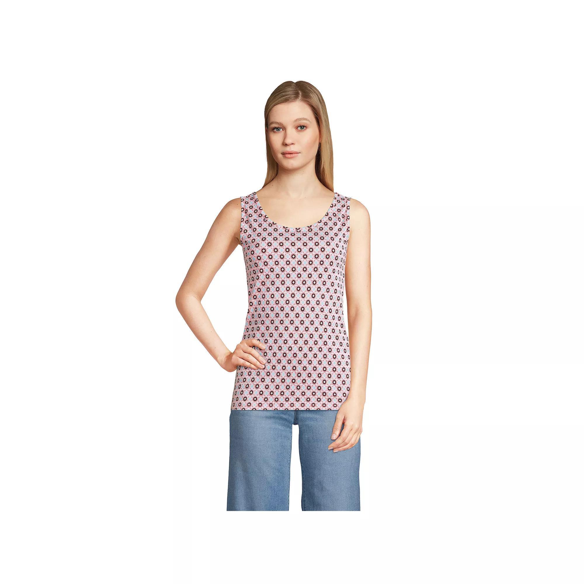Women's Lands' End Cotton Tank Top, Size: XL, White Product Image
