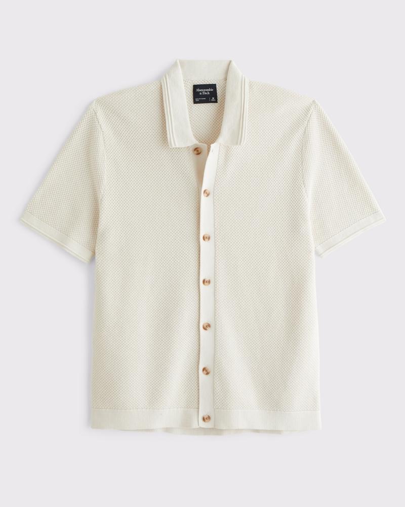 Garment-Dye Button-Through Sweater Polo Product Image